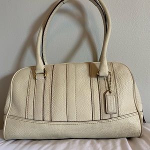 Coach Winter White Pebbled Leather Handbag
